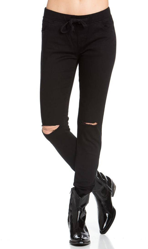 American Bazi Knee Slit Jogger Pants in Black - SohoGirl.com